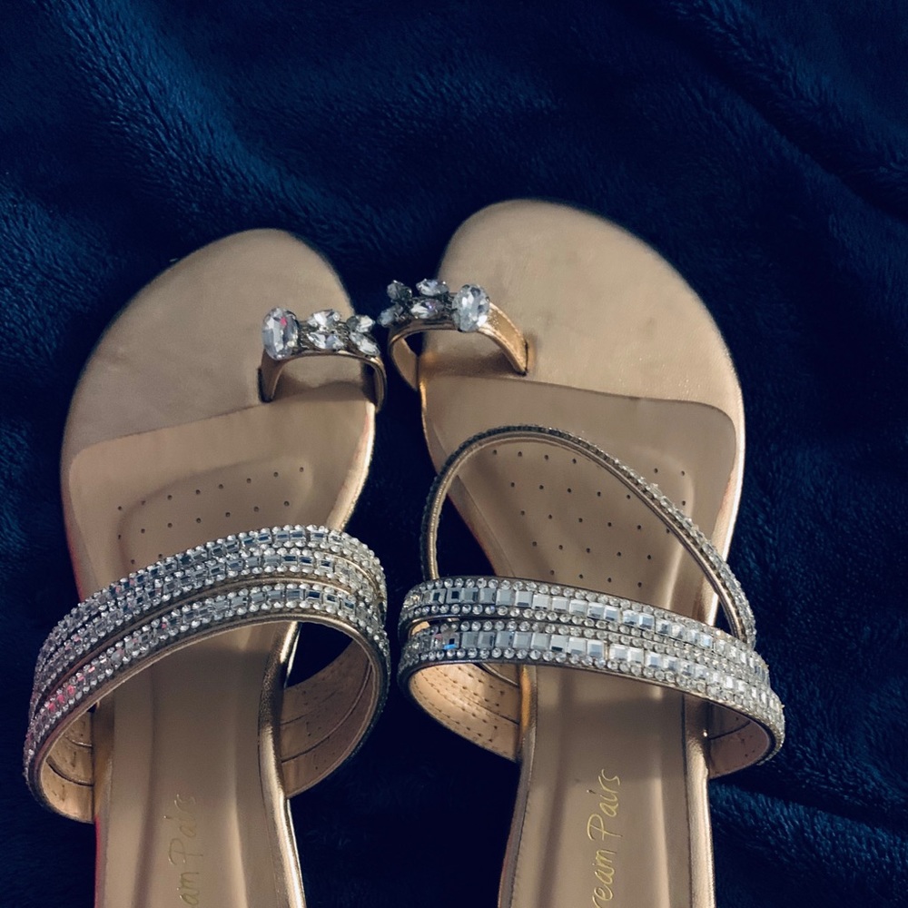 Gold and silver rhinestone sandals